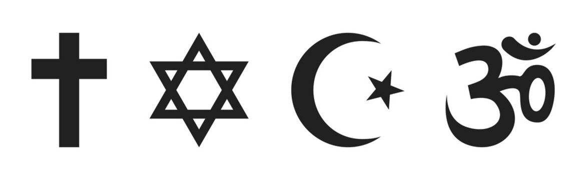 Christianity Judaism Islam and Hinduism religious PNG symbol icons set