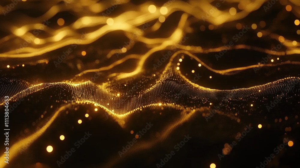 Poster abstract digital grid with interconnected nodes and glowing lights, representing data flow and high-
