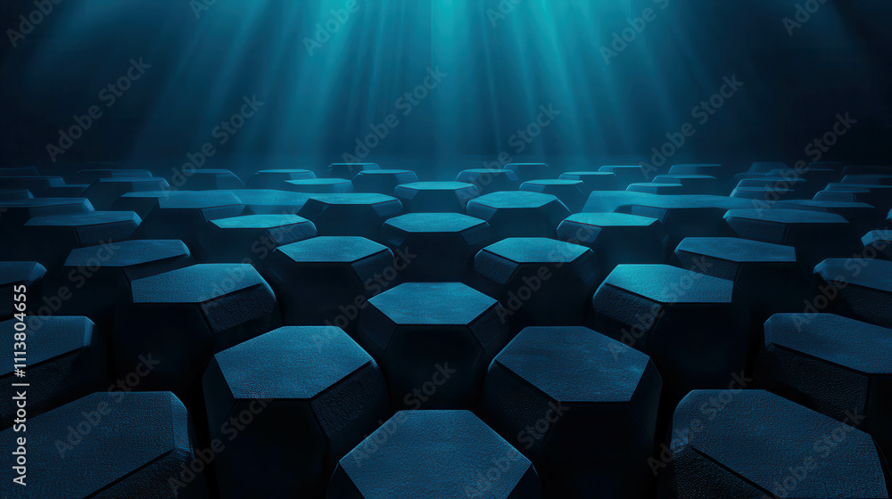 Aufkleber abstract hexagonal pattern with blue light underwater for modern background design