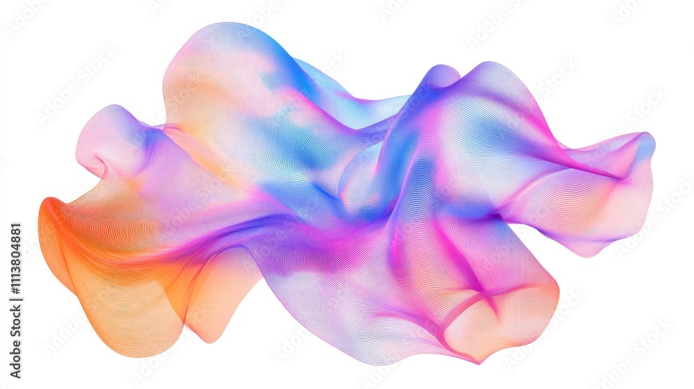 Poster abstract polygonal shapes with a gradient effect on a white background, symbolizing futuristic graph