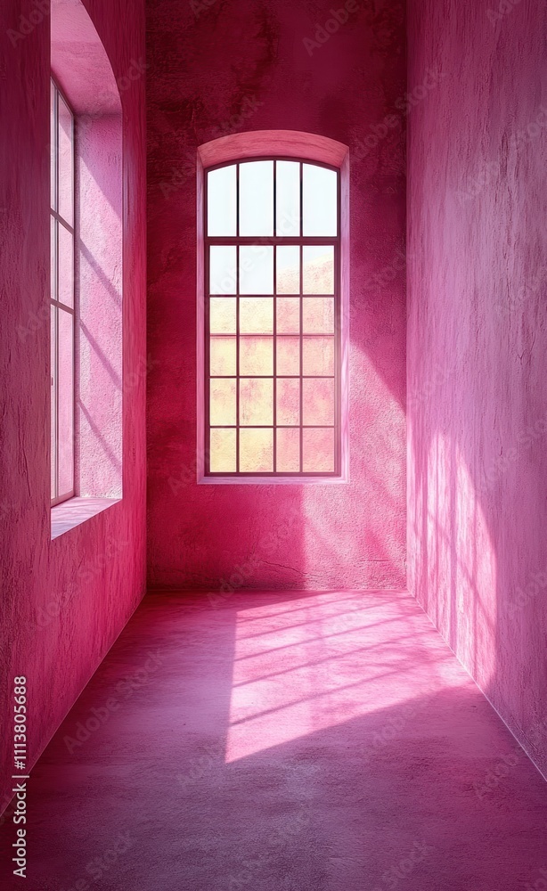 Poster pink minimalist background soft shadows diffused light studio wall concrete space for product displa