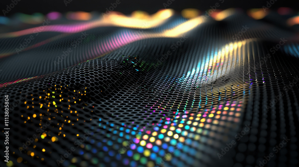 Poster Abstract Colorful Waves in Mesh Texture Creating Beautiful Light Reflections