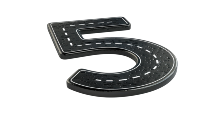 Stylish Number 5 Road Sign Isolated on White Background for Creative Projects