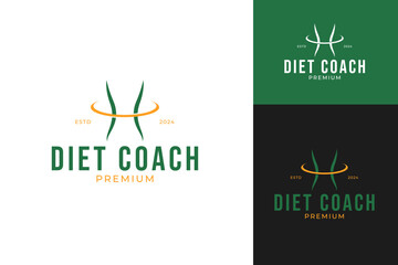 Creative diet coach logo design concept vector illustration