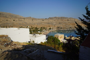 panoramic view of Lindos bay