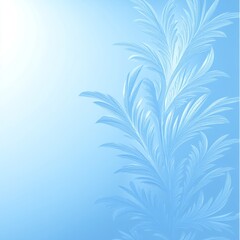 Frosty winter window pane with delicate ice crystals design.