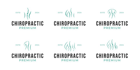 Set of chiropractic logo design vector concept illustration