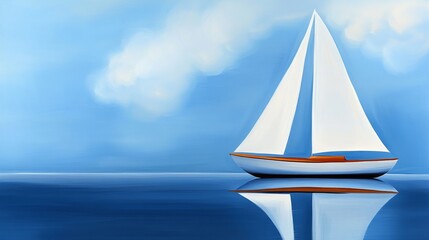 Sailing on calm waters with a white sailboat under a blue sky and soft clouds
