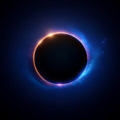 Glowing cosmic body in dark space with neon light.