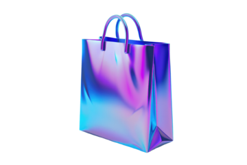 pink blue 3d rendered shopping bag isolated