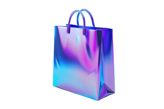 pink blue 3d rendered shopping bag isolated
