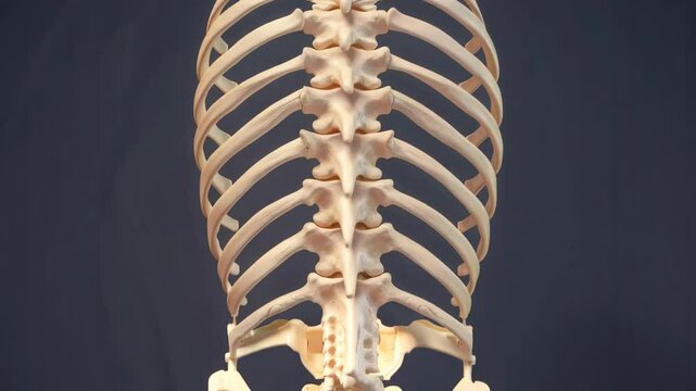 Anatomy of human body exploring spine and ribcage for medical education and understanding of skeleton structure