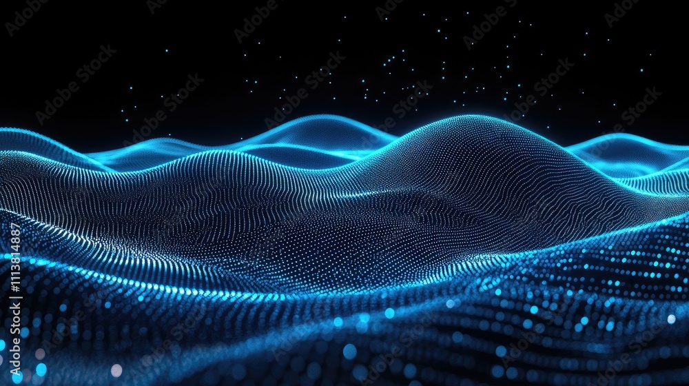 Poster blue-toned 3d rendering of a glowing digital globe with interconnected lines and dots, representing 