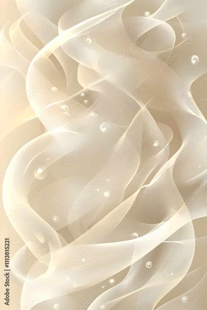 Poster abstract soft waves in a light beige color scheme create an ethereal and dreamy atmosphere, enhanced