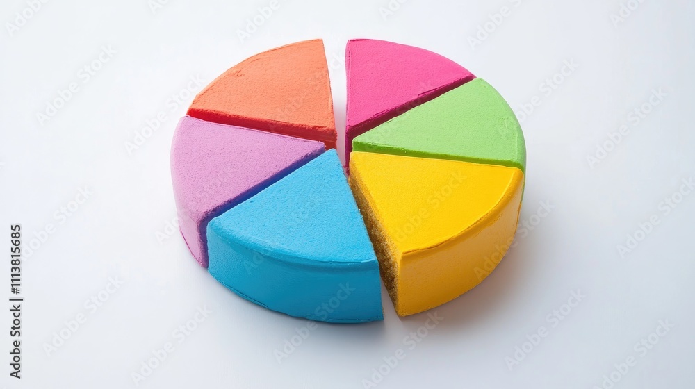 Poster circular pie chart in vibrant colors on a clean, white background, with individual segments highligh