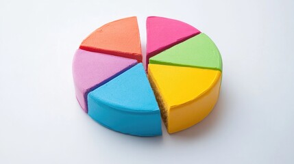 Circular pie chart in vibrant colors on a clean, white background, with individual segments highlighted to show data distribution