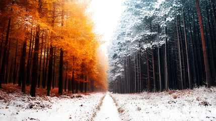 Winter forest at sunset, Winter landscape with snow-covered trees, Cold snowy winter forest landscape , Winter forest in the snow, Winter forest with snow and fog
