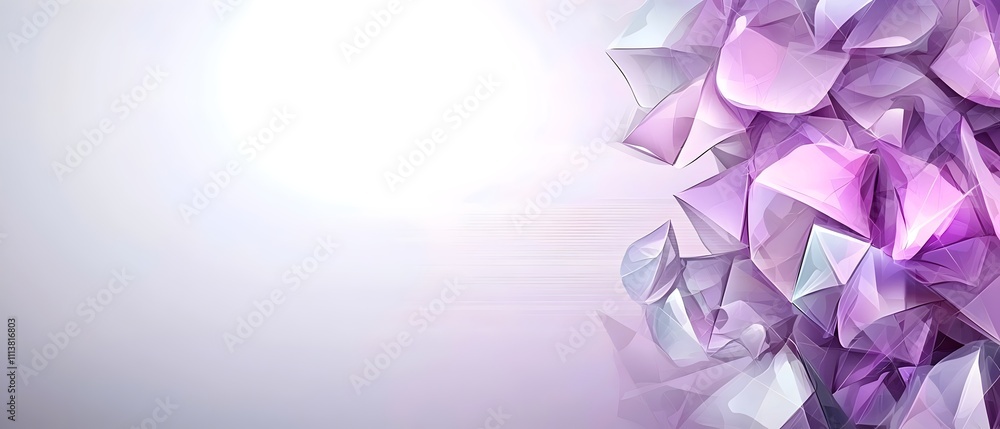 Poster a stunning abstract design featuring a cluster of geometric shapes in soft shades of purple and pink
