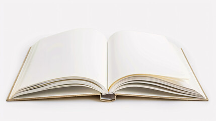 Fototapeta premium Open Blank Book: An open blank book isolated on a white background.