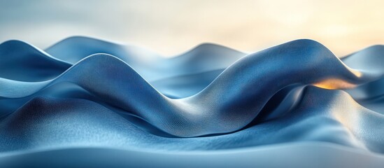 Obraz premium Abstract blue waves, flowing fabric texture, light and shadow.