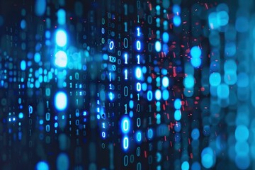 Big data power displayed through binary code on computer screen.