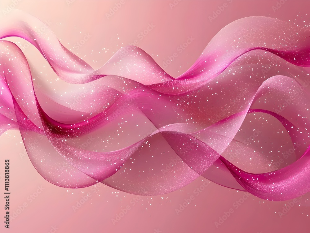 Poster an ethereal wave of pink translucent fabric flows gracefully against a soft pastel backdrop, creatin