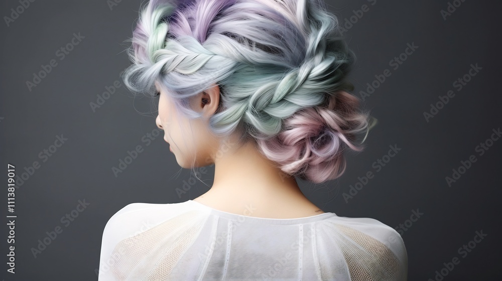 Aufkleber mesmerizing abstract design featuring a swirling fluid composition of soft pastel lavender and mint 
