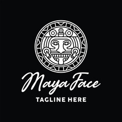 Maya Aztec Face Logo Native Vector Symbol Emblem Design