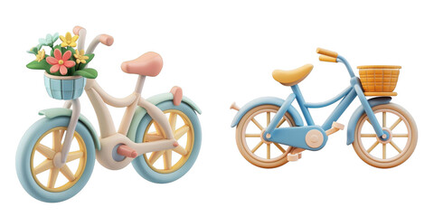 3d render bicycle isolated on transparent background Cartoon Illustration in plastic style