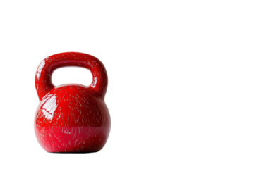 a red kettlebell with a white background