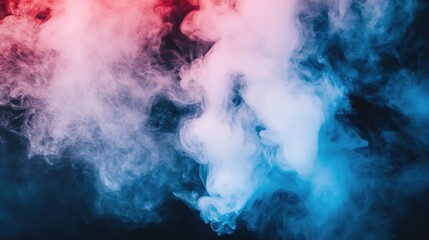 Elegant wisps of smoke in gradient tones of blue and pink, drifting gently on a black background for a mesmerizing effect