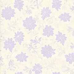 Lavender floral pattern on cream background.
