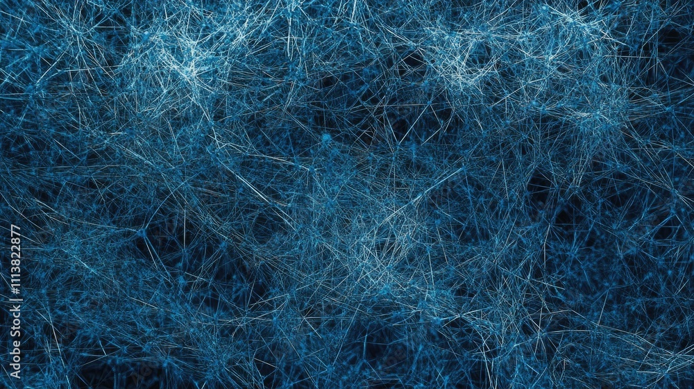Poster futuristic digital grid with interconnected lines and nodes in blue tones, symbolizing technology an