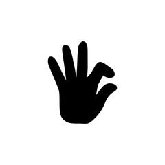 OK Hand, Approval, Okay Finger Solid Flat Vector Icon Isolated on White Background.