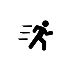 Running Man, Fast Runner Person Solid Flat Vector Icon Isolated on White Background.