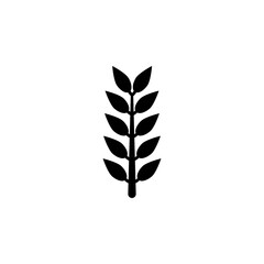 Leaf Branch, Nature Leaves Plant Solid Flat Vector Icon Isolated on White Background.