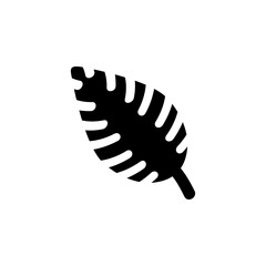 Tropic Fern Leaf, Palm Plant Solid Flat Vector Icon Isolated on White Background.