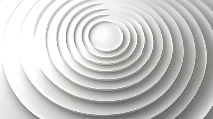 Obraz premium Aerial perspective of concentric circular patterns in white, creating a serene and minimalist design with soft shadows enhancing the depth and texture.