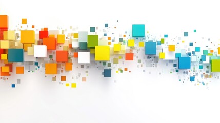 Obraz premium Minimalist design with colorful gradient blocks in a staggered pattern on a white background, representing modern graphics and creativity