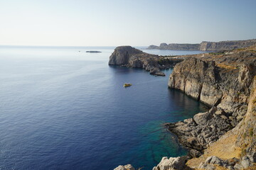 steep rocky cliffs around the acropolis of Lindos