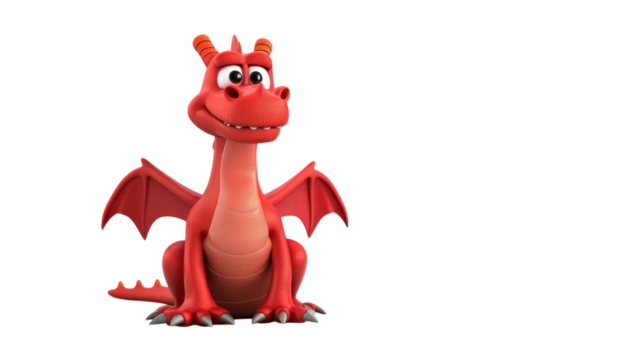 Dynamic Red Dragon 3D Character Ideal for Gaming and Animation Projects