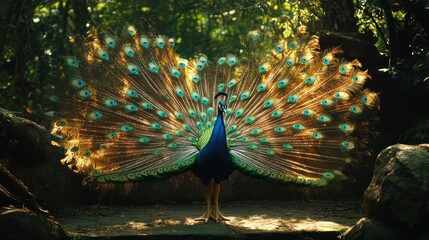 Obraz premium Peacock Displaying its Feathers