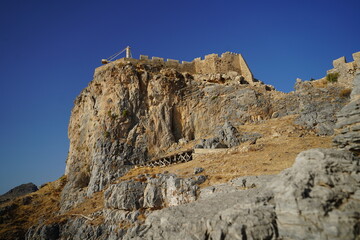 steep rocky cliffs around the acropolis of Lindos