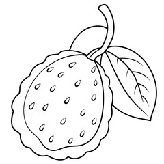 Line art of a atemoya fruit. Vector illustration