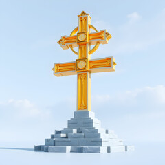 3d rendering of golden cross