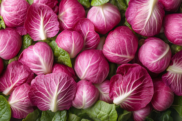 Obraz premium Radicchio heads and leaves vibrant pink hues