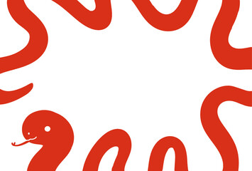 ヘビのイラストのフレーム