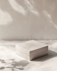 minimalistic packaging designs on pastel, Minimalistic Square Box on Neutral Background