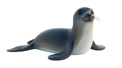 Charming 3D Cartoon Seal Illustration for Children Media and Education