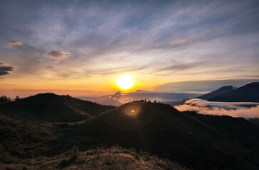 Beautiful Silulet of Hill When Sunrise
